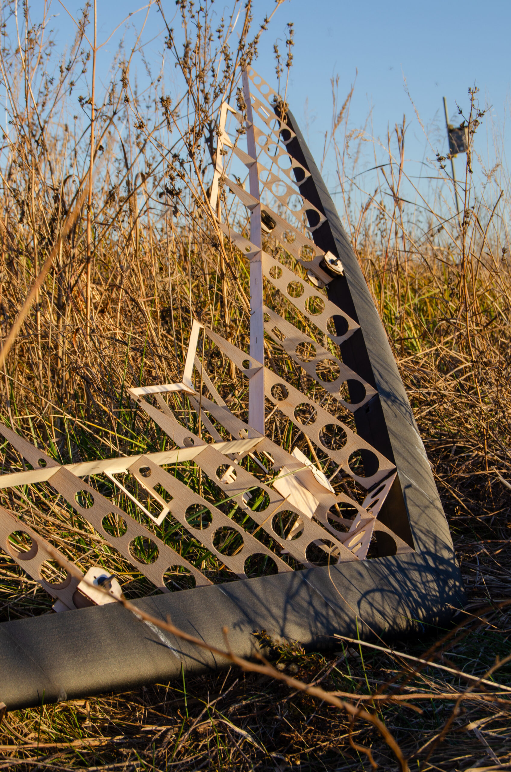 Farm Eagle drone prototype laying in the grass.